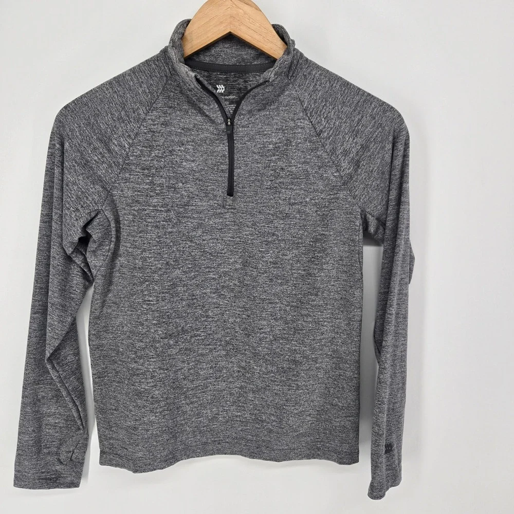 All in Motion Quarter Zip Pullover‎ Kids L 10/12 Gray Heathered Athletic Top